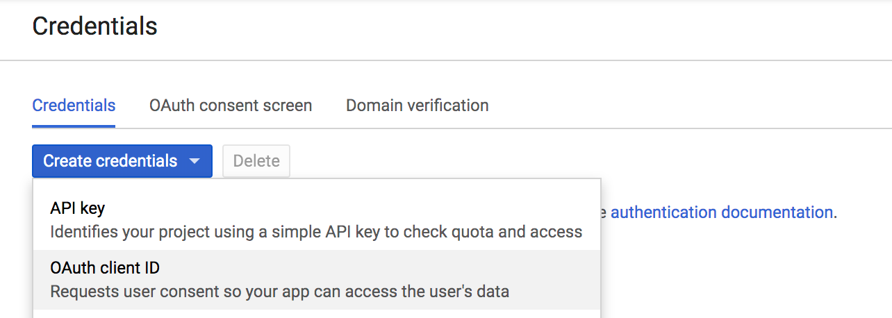 Create OAuth credentials