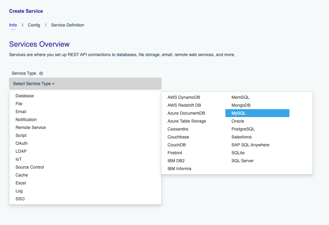 Select MySQL Database Service