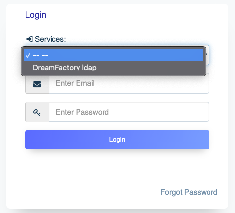 DreamFactory Login Page with LDAP Option