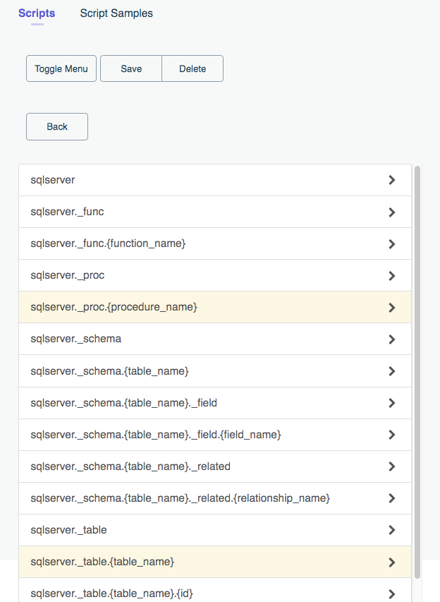 Script Interface for SQL Server API