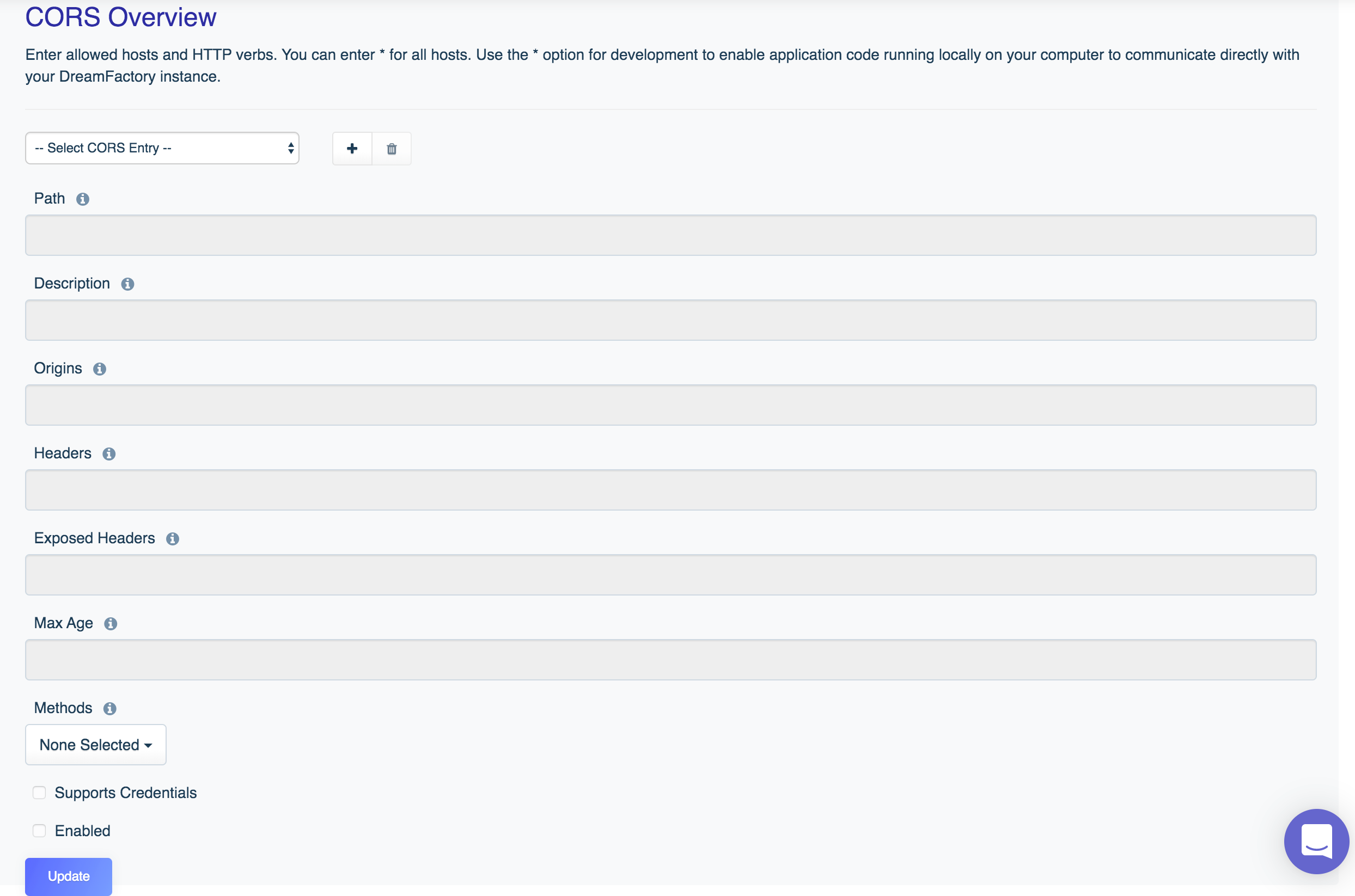 DreamFactory CORS Configuration